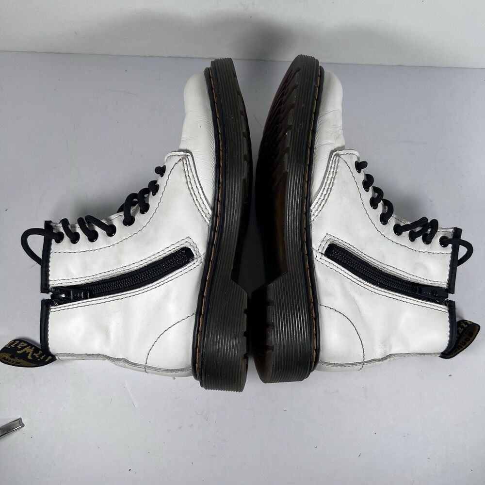 Dr. Doc Martens 1460J Lace Up White Combat Boots Youth Size 12 - Picture 5 of 7